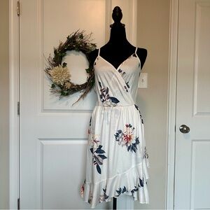 Floral White Midi Dress Size Small